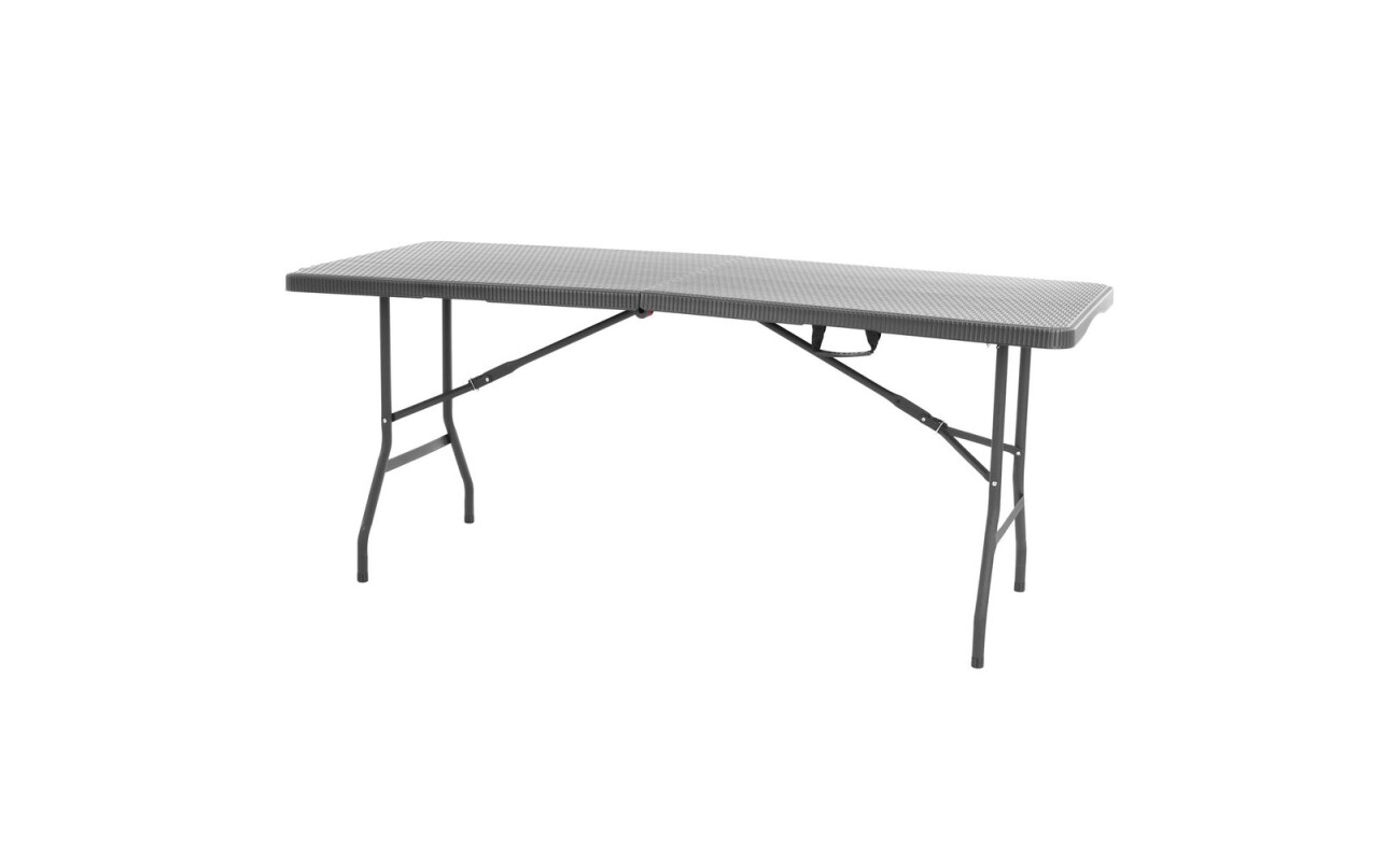 Folding garden table made of steel-aluminium profiles with comaxite finish. Surface of table and chairs made of highly durable plastic. Board thickness 4 cm.