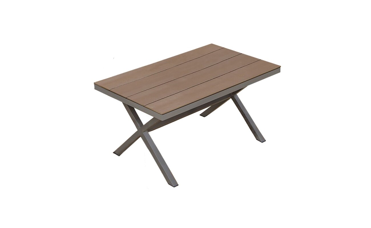 Luxury table made of aluminium profiles with comaxite finish. The table surface is made of highly durable polywood.