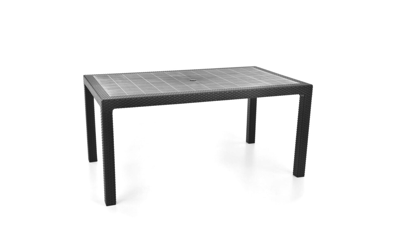 Garden table made of very durable plastic. Very easy to maintain and clean. Resistant to adverse weather conditions and UV rays.