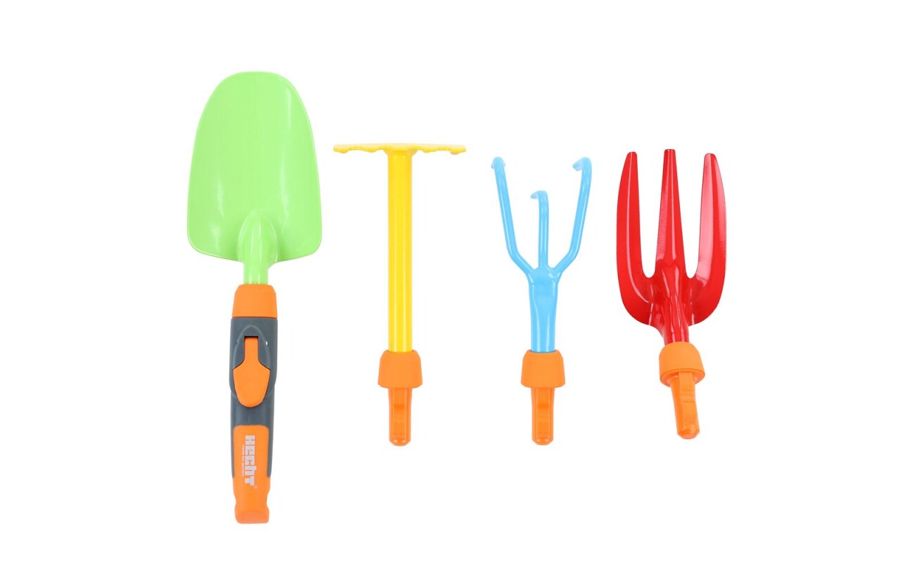 Colourful set of durable children's garden tools including a spade