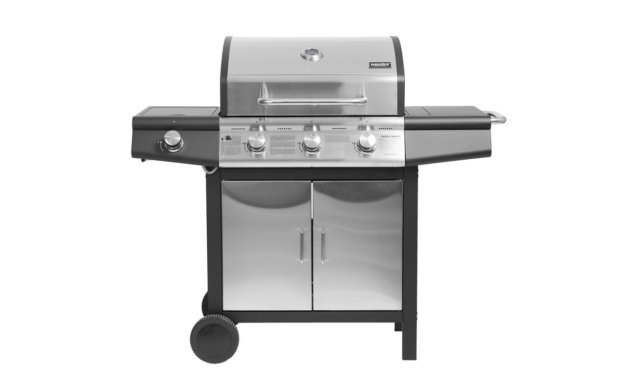 Propane/butane gas grill. Total burner power 13 kW. 4 burners + 1 side burner.