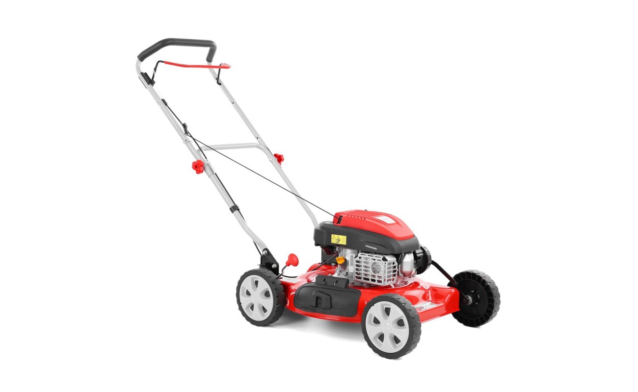 Gasoline lawn mower ● Cutting width: 51 cm ● Engine volume: 141 cm3 ● Engine power: 2.5 kW ● Max recommended area: 1000 m2.