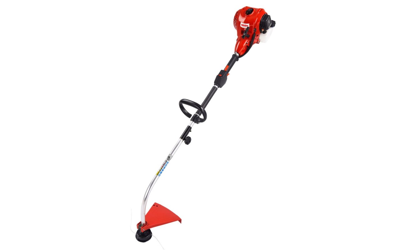 Gasoline string trimmer with a 38 cm cutting width. 25.4 cm³ engine with a rated power of 0.75 kW. Divisible shaft. Semi-automatic string release. Weight 5.1 kg.