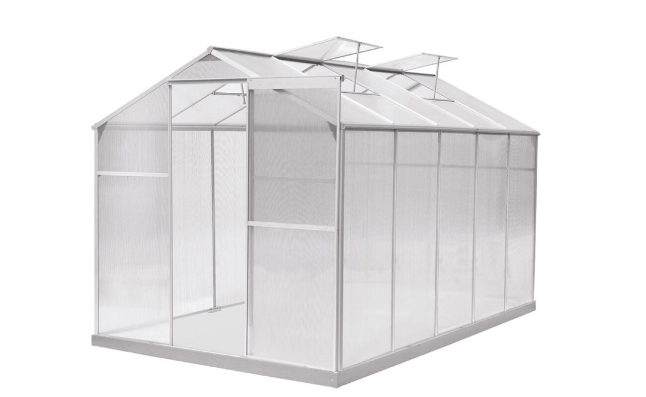 Greenhouse 5.98 m2 - 315 x 190 x 195 cm. 1.2 mm aluminum and 4 mm polycarbonate frame.