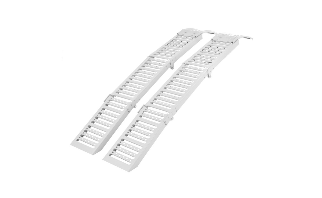 Skládací nájezdové rampy. 2 ks v balení. Nosnost 700 - 2300 kg / pár. Rozměry 193 x 25 x 5 cm.