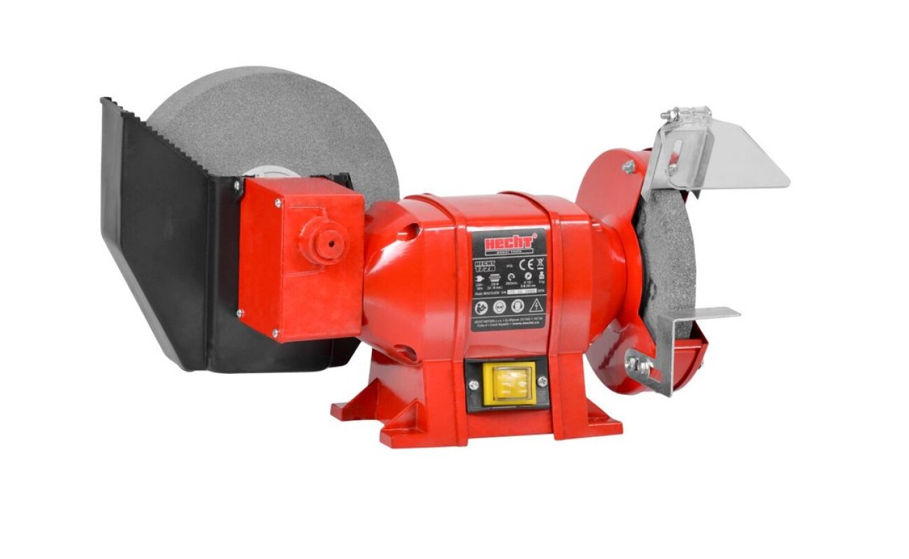 Electric powered bench grinder. Wet and dry grinding. Spark guard