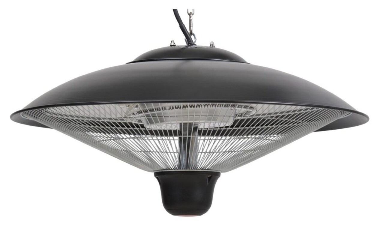 Ceiling infrared heater. Heat settings 650/1350/1500 W. Heating area 20 - 25 m&sup2;. Ambient LED light. Remote control. Plugs into a standard 230 V/50 Hz. Flameless. Silent. Infrared heat is safe for the environment with zero carbon monoxide emissions and hardly affected by wind. Infra heater is cost-effective and environmentally friendly.