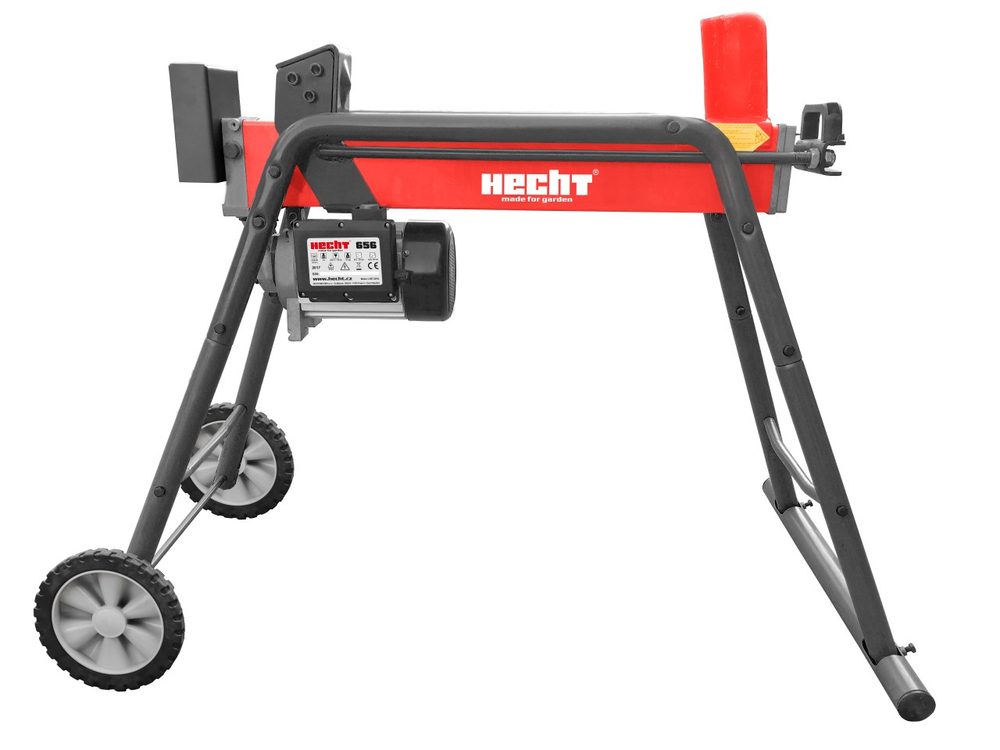 HECHT 656 - electric log splitter Electric powered wood splitter with power output of 2 HP. Maximal pressure 6 tons with robust stand for easy operation in upright position.