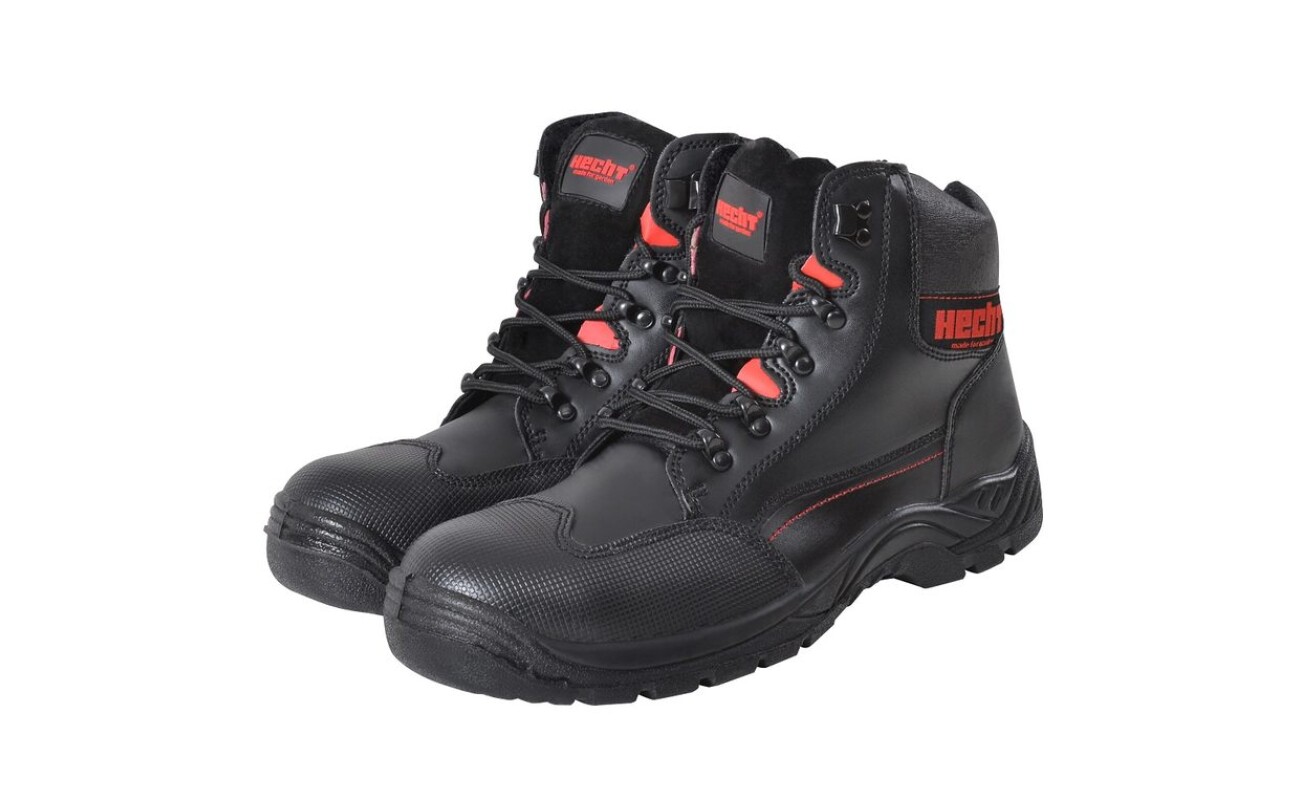 Safety shoes with steel toe cap and steel plate on side. Package size 34