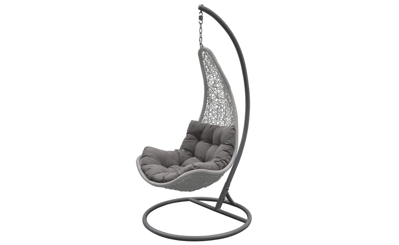 Designové zahradní houpací křeslo vyrobené z ocelových trubek s výpletem z umělého ratanu.  Součástí dodávky je i pohodlný polštář. Nosnost 120kg.