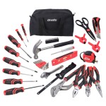 <p>41-piece hand tool set stored in a textile bag