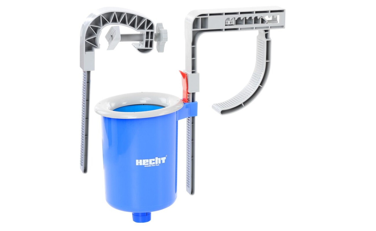 HECHT 30004 Hanging Skimmer for catching debris from the pool surface. Suitable for 32/38 mm hoses. Including complete mounting kit.