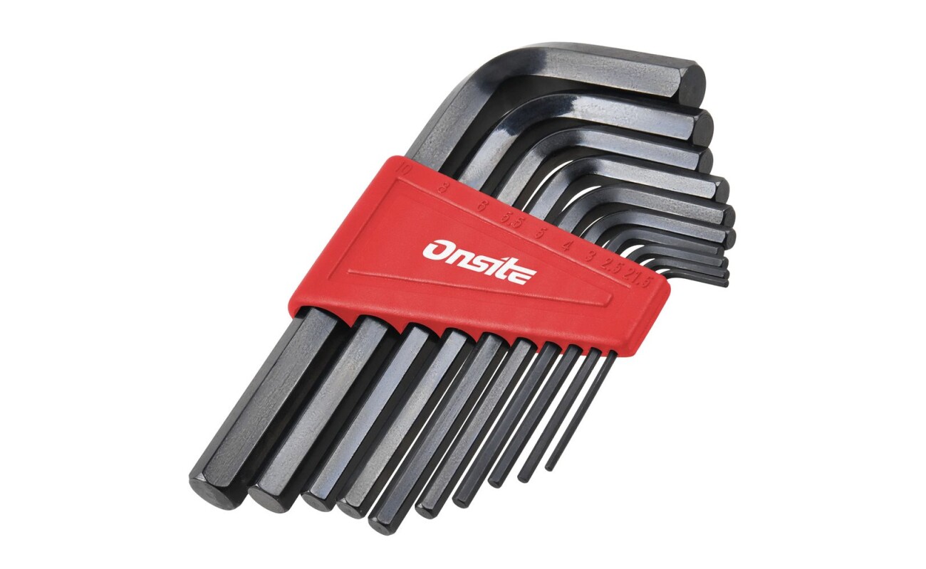 Practical hex key set containing the most commonly used sizes for assembly and service work in the home