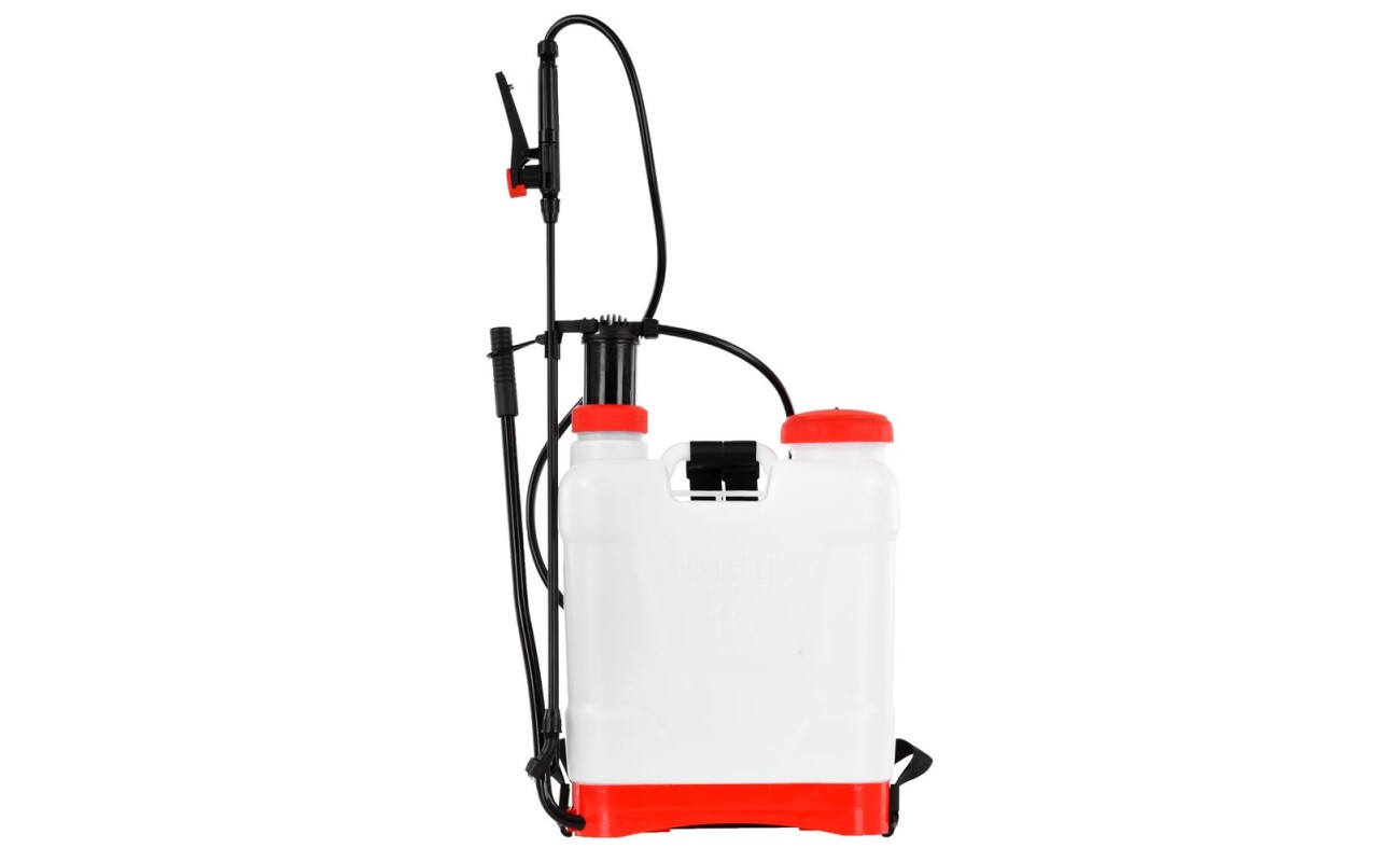 Pressure knapsack sprayer with a container volume of 16 liters. Max. pressure 4 bar.