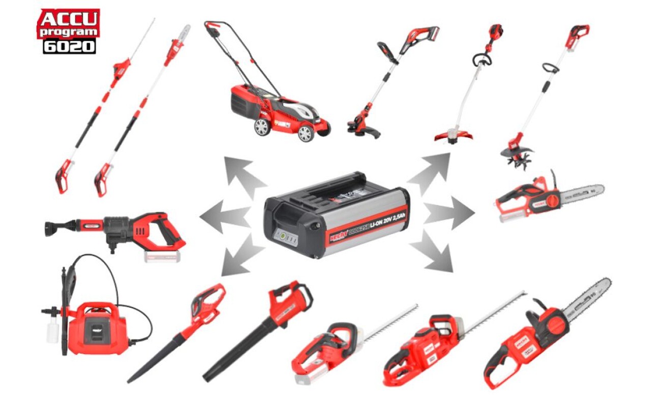 2.5 Ah. Quality li-ion battery with a voltage of 20 V with a capacity of 2.5 Ah.