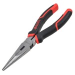 <p>Long flat-nose pliers designed for precise manipulation of small components and wires. Features narrow long jaws
