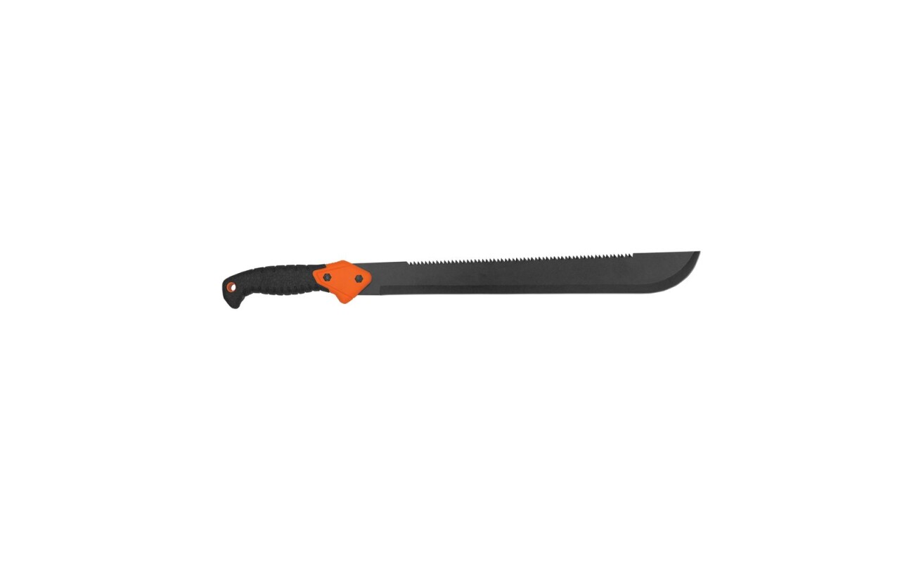 Machete/hand saw. Stainless steel. Length 64cm. Blade length 44 cm. Nylon case with belt holder.