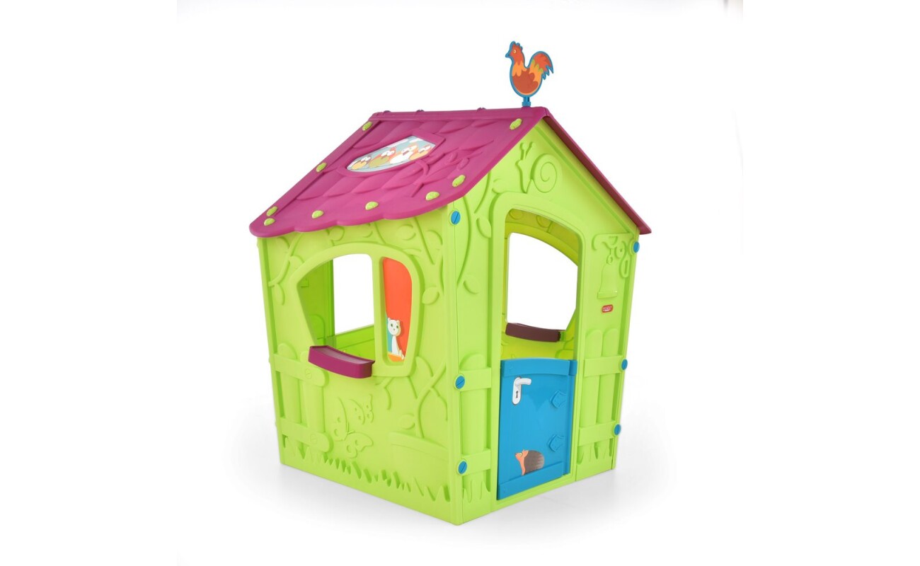 High-quality plastic garden house for children. Resistant to adverse weather conditions and UV radiation. For children aged 2-6 years.