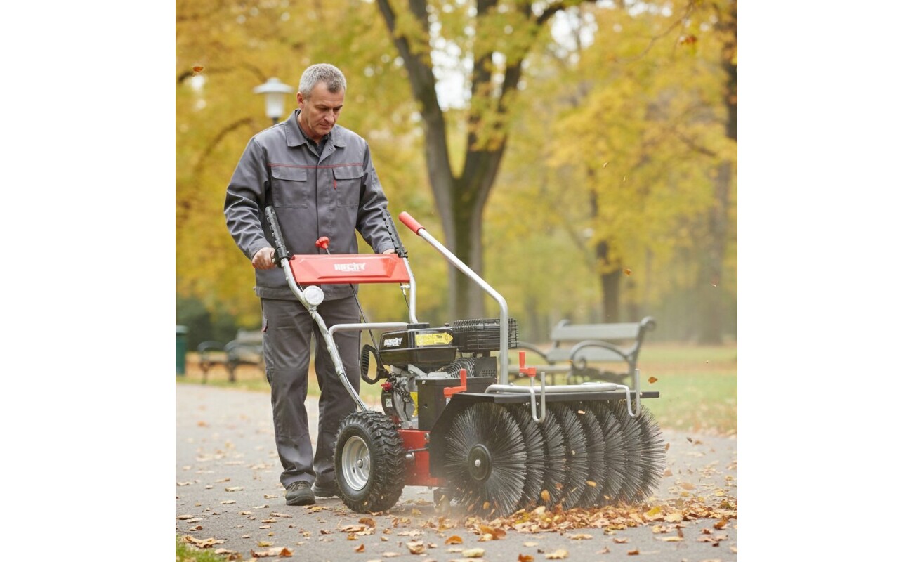 snowbrush or snow blower) with travel. Hecht OHV engine. Output (w) 55 / 61 / 62 cm. El. starter. Weight 69 kg.