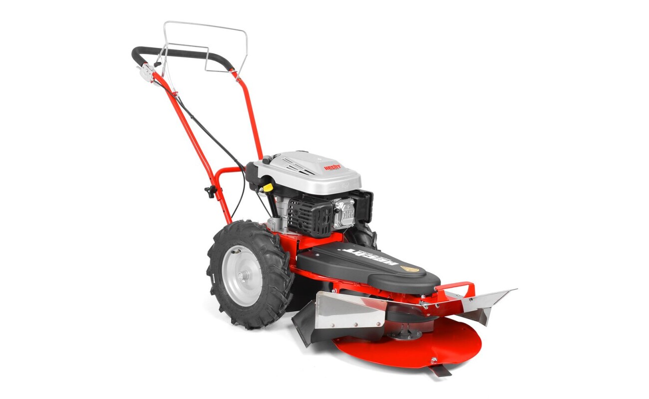 Self propelled. Height 35 mm. Engine HECHT OHV. Max.torque 10 Nm. Displacement 173 cm3. Chassis steel. Working width 60 cm. Wheels 16x3
