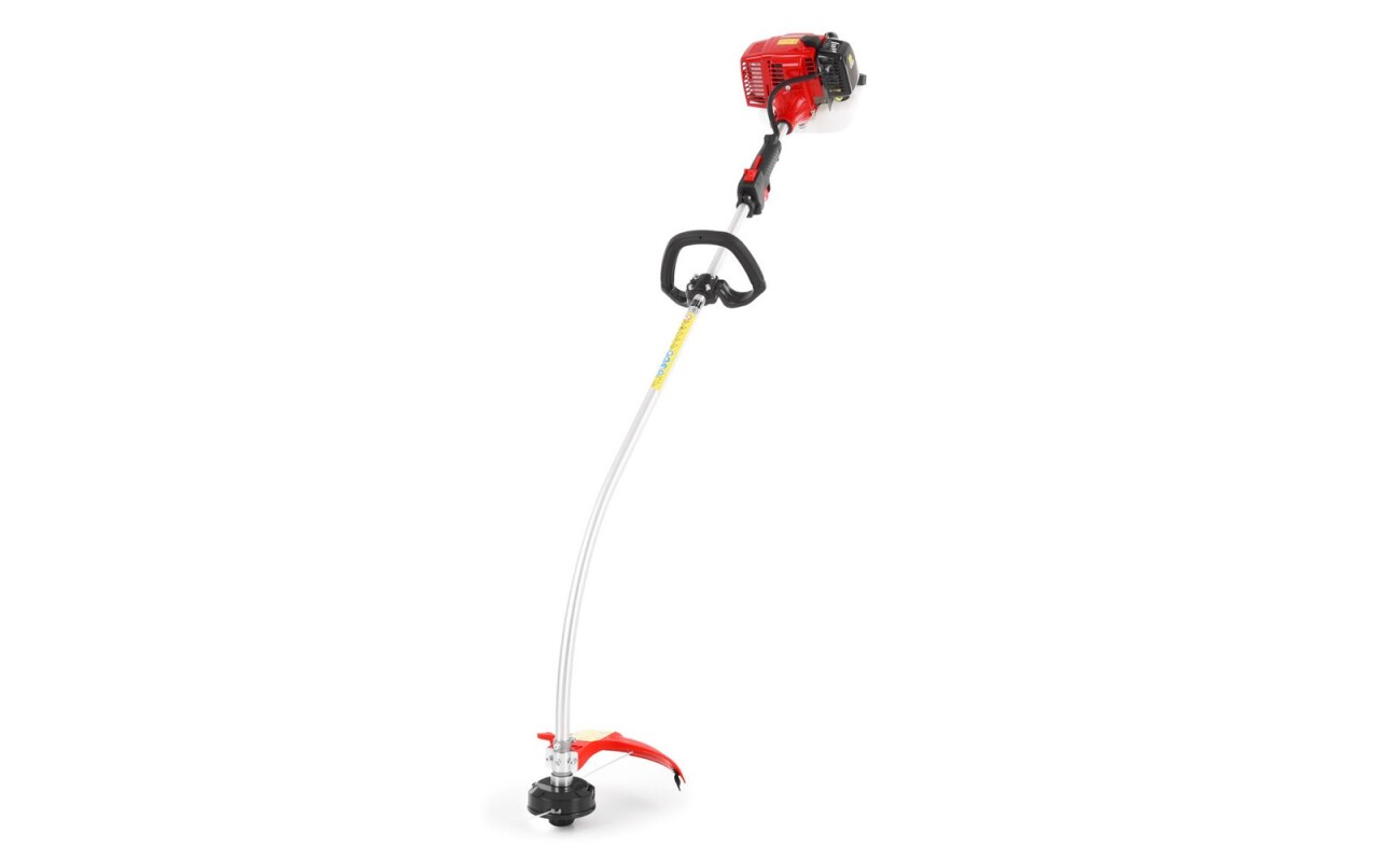 Motorized string trimmer with a reach of 35 cm. 23 cm3 engine with a rated power of 0.6 kW. Adjustable handle. Semi-automatic string unwinding. Weight 4.3 kg.