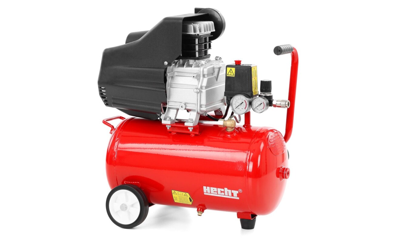 Electric oil compressor with power input 1500 W. Max. pressure 8 bar. 24 l tank. Weight 22 kg.