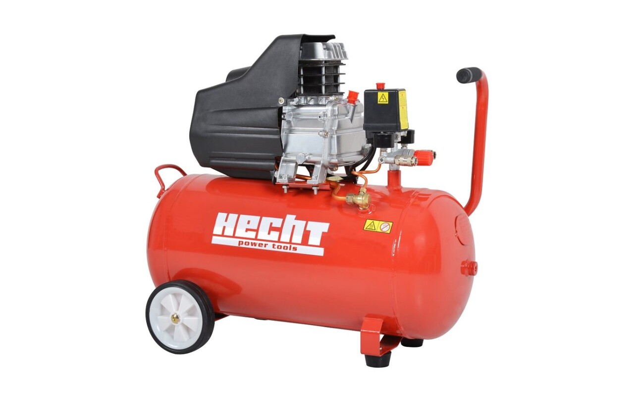 Oil air compressor. Power input 1500 W. Hose lenght 3 metres. Max output pressure 8 bar. Max suction power 180l/min. 230V/50Hz. Weight 11