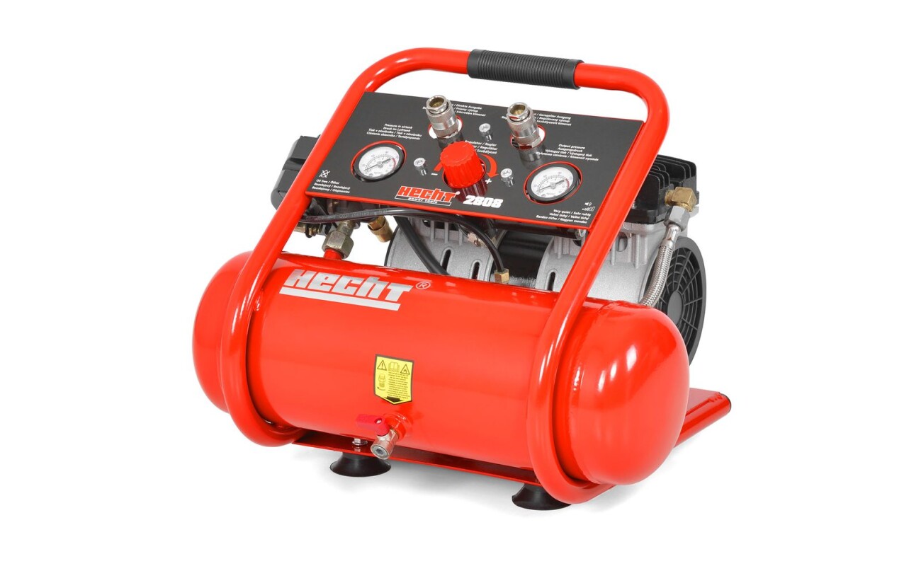 Oil-free compressor. Air tank capacity 6 litres. Max pressure 8 bar. Max. power 105 l/min. Power input 500 W / 230 V / 50 Hz. Weight 17