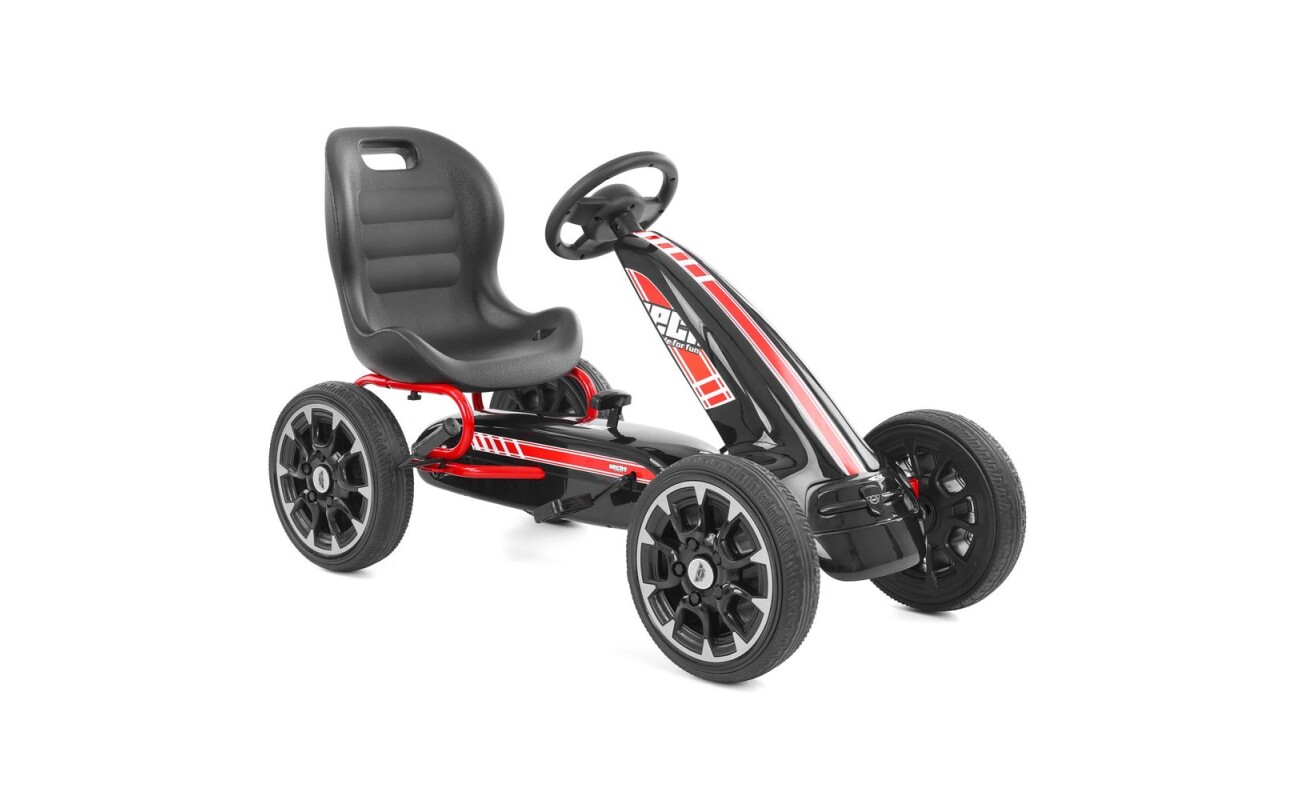 Sporty pedal go-kart in black design with chain drive