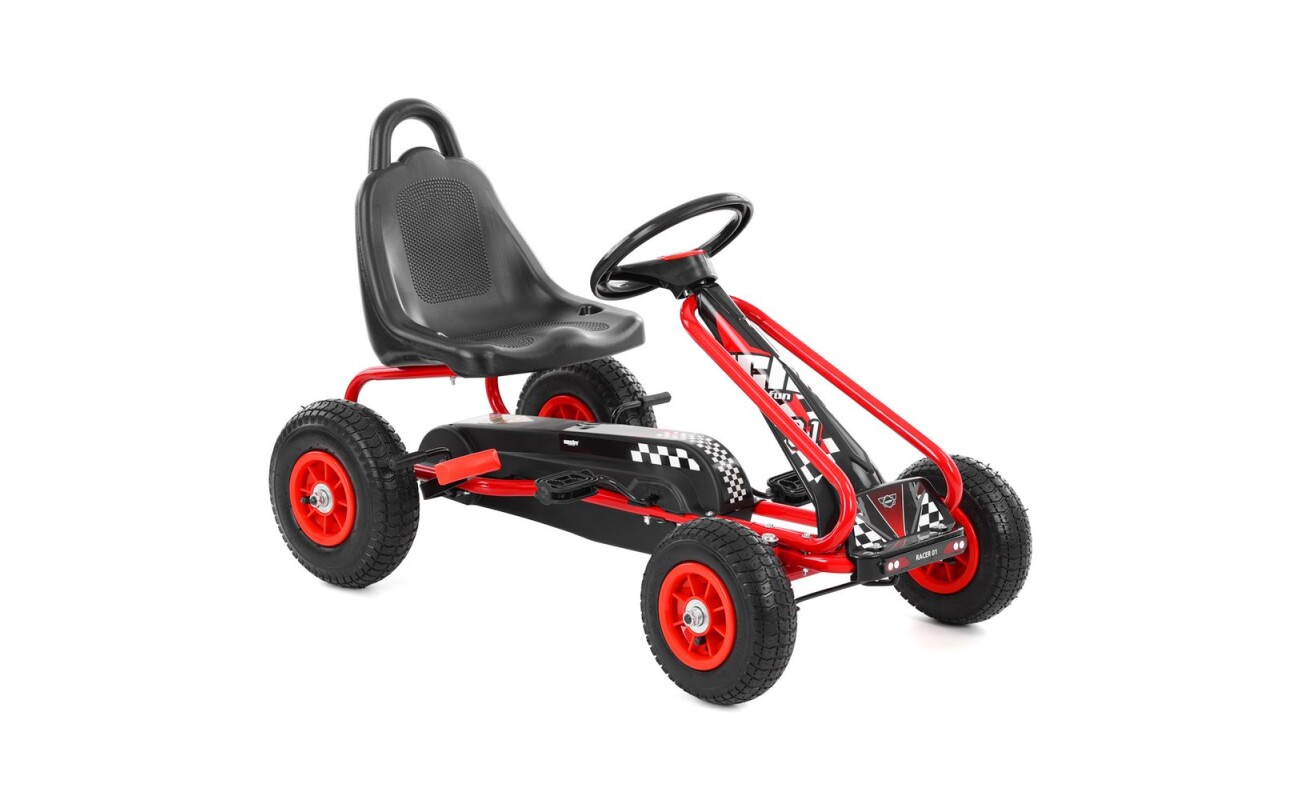 HECHT 59791 pedal go-kart in red. Suitable for children aged 3-8 years. Max. load 30 kg. Chain drive