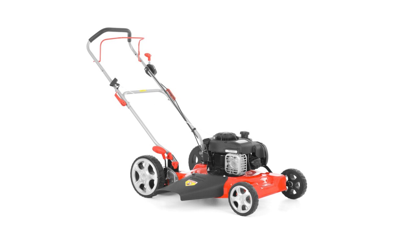 Petrol lawn mower. Working width: 51 cm. Engine displacement: 125 ccm. Engine B&S Series 300 E. Side ejection and mulching functions.