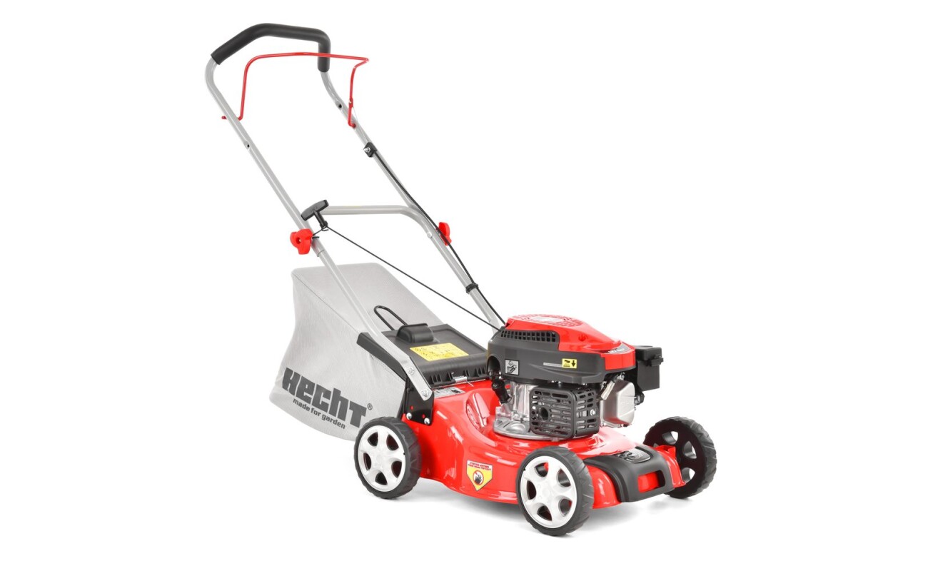 Petrol lawn mower. Working width: 40.6 cm. Engine displacement: 127 ccm. Collecting box: 40 l.