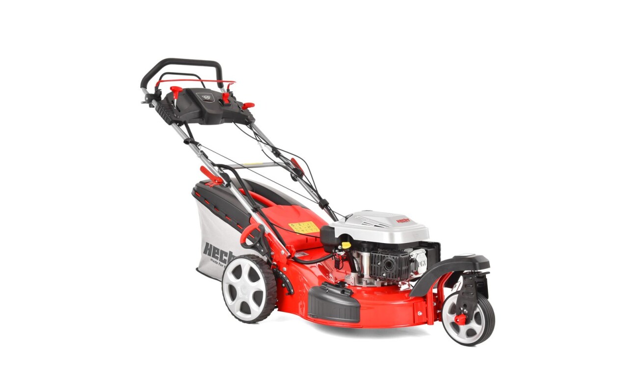 Petrol lawn mower with 4-speed self propelled system and electric starter. Working width: 56 cm. Engine displacement: 173 ccm. Collecting box: 60 l.