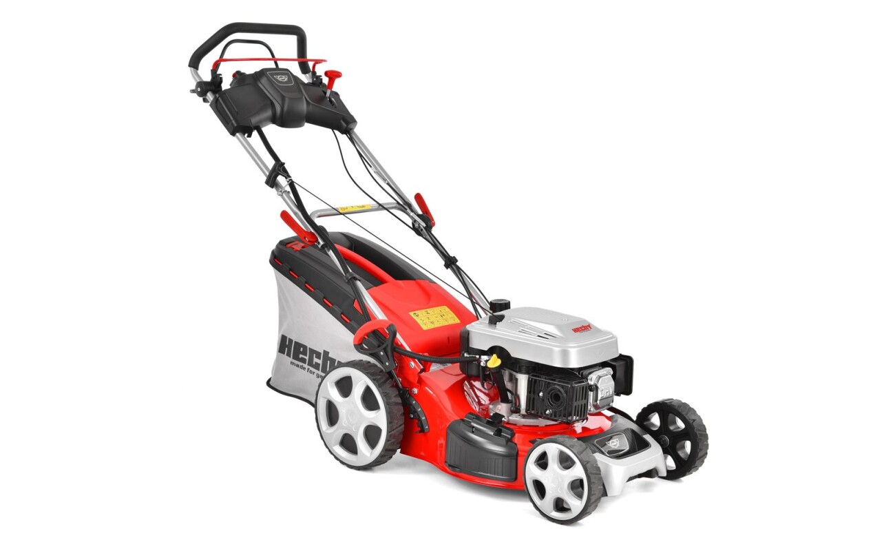 Self propelled petrol powered rotary lawn mower with steel chassis