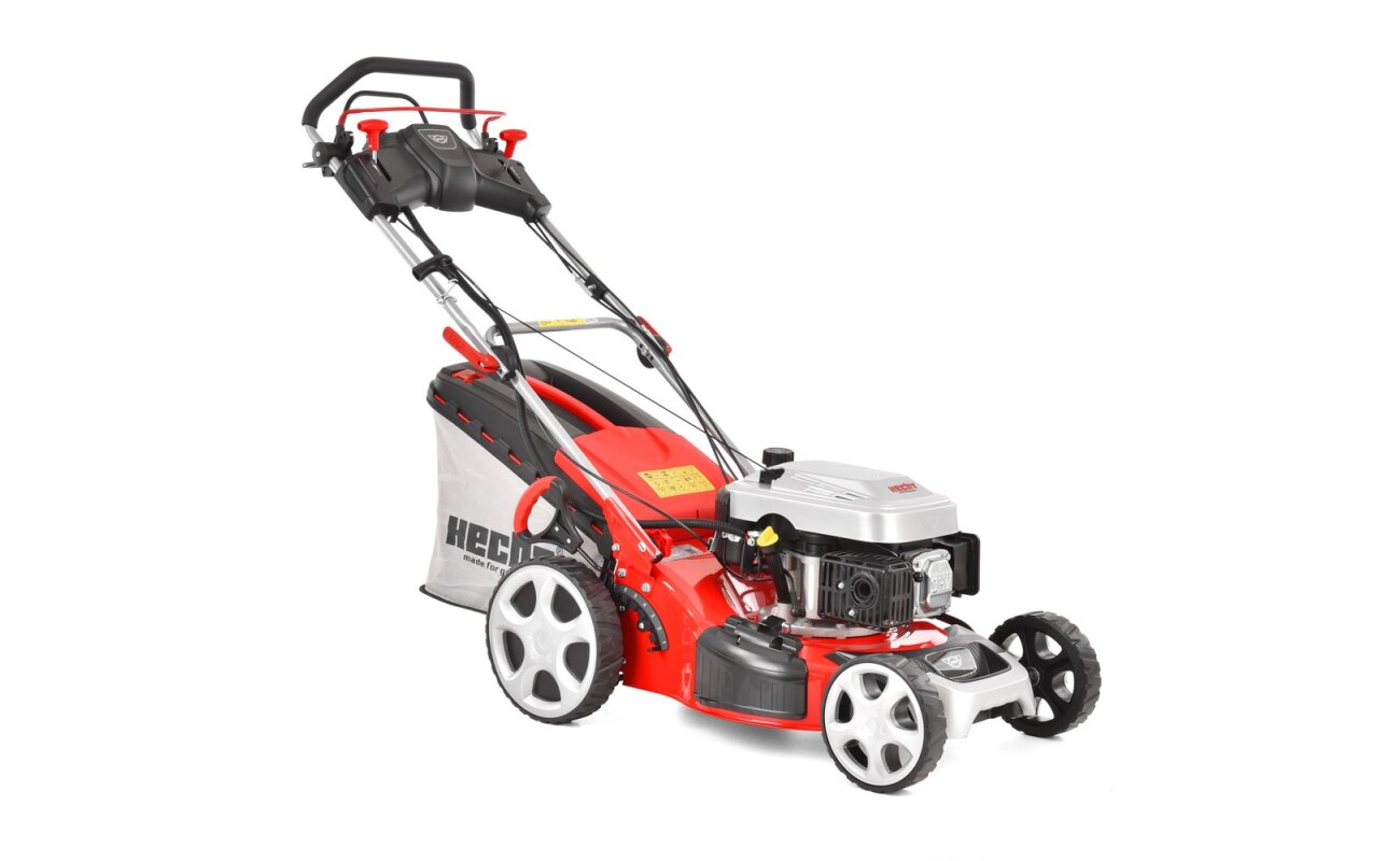 Self propelled petrol powered rotary lawn mower with steel chassis