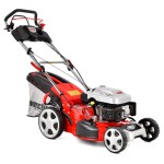 <p>Self propelled petrol powered rotary lawn mower with steel chassis