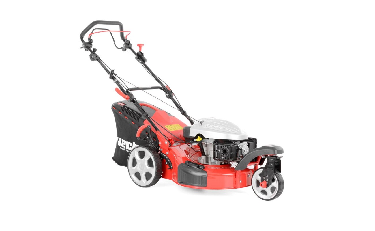 Petrol lawn mower with self propelled system. Working width: 51 cm. Engine displacement: 173 ccm. Collecting box: 60 l.