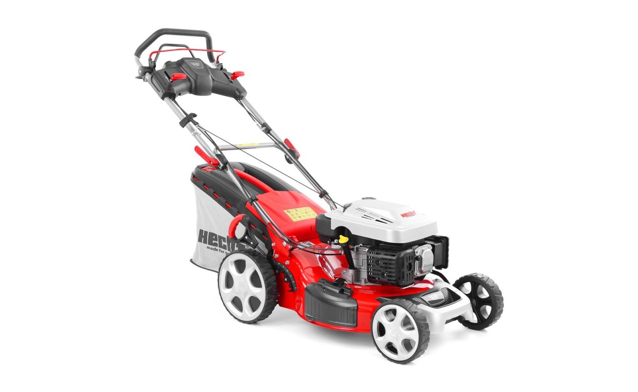 Self propelled petrol powered rotary lawn mower with steel chassis