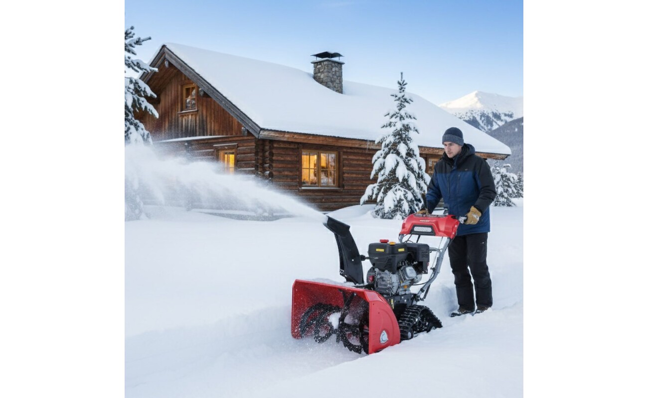 powered by 420 cm3 engine. The power output of 15HP. Working width 87x51cm. Snow throwing distance 15m. Weight 146 kg.