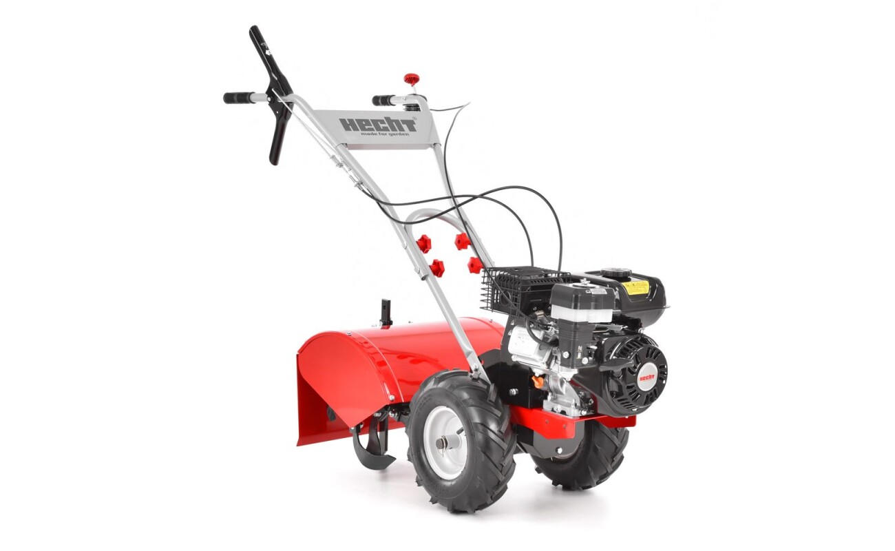 Petrol powered tiller equipped with HECHT 4-stroke engine with an power output of 6