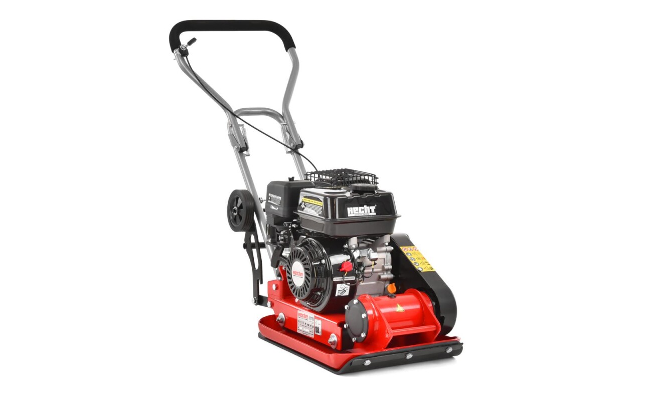 Petrol plate compactor with an engine of 163 ccm. Plate dimensions 530 x 370 mm. Compaction pressure 11000 N. Compaction depth 25 cm. Weight 63 kg. Folding wheels for easy transport. Damping pad included. Steel chassis.