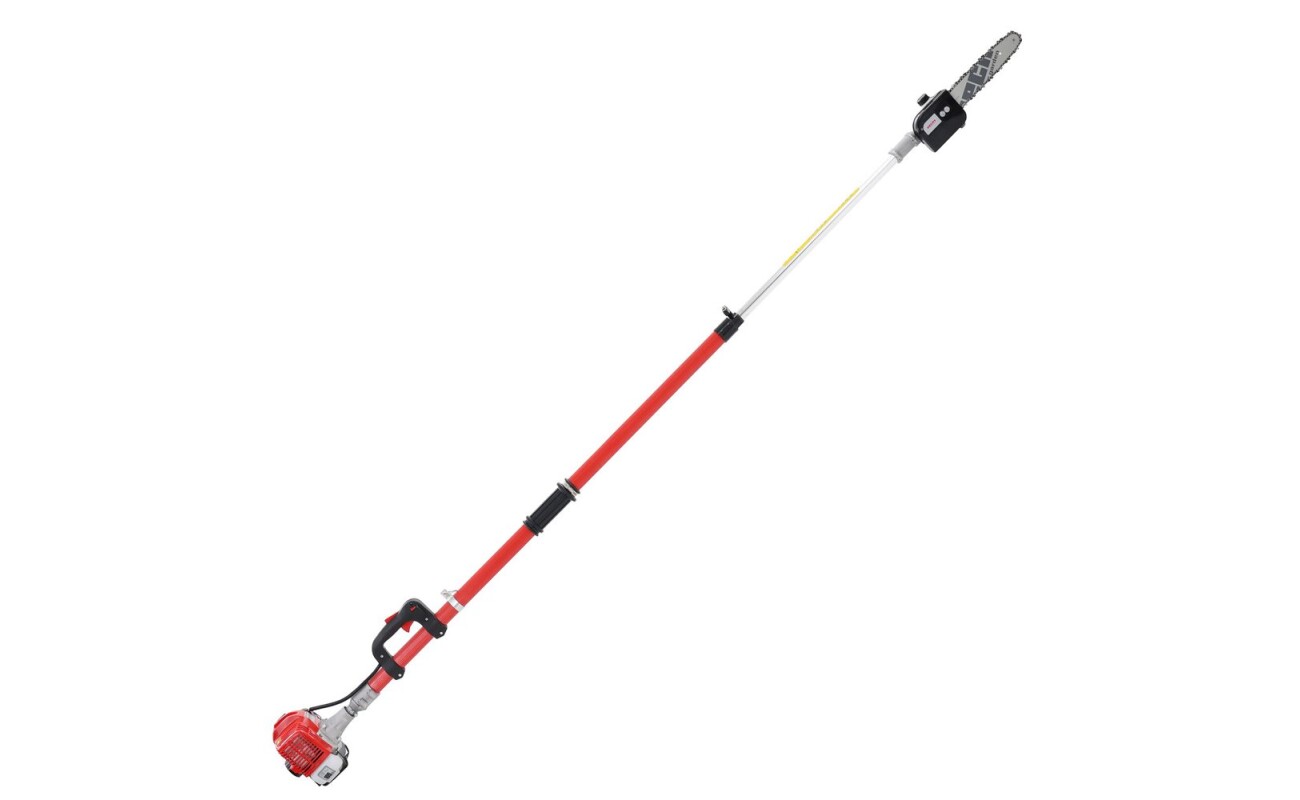Motorized pole saw with 30 cm bar length. 26 cm3 engine with 1 HP rated power. Weight 8.9 kg. Telescopic handle 2.96 - 4.25 m.