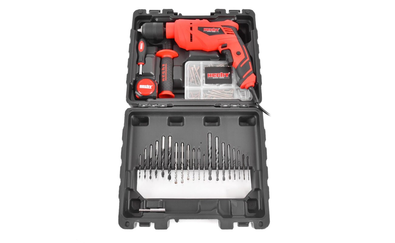 Practical set for drilling and screwdriving. 159 pcs of dowels and screws in a separate organizer. Practical case for storing all drilling accessories.