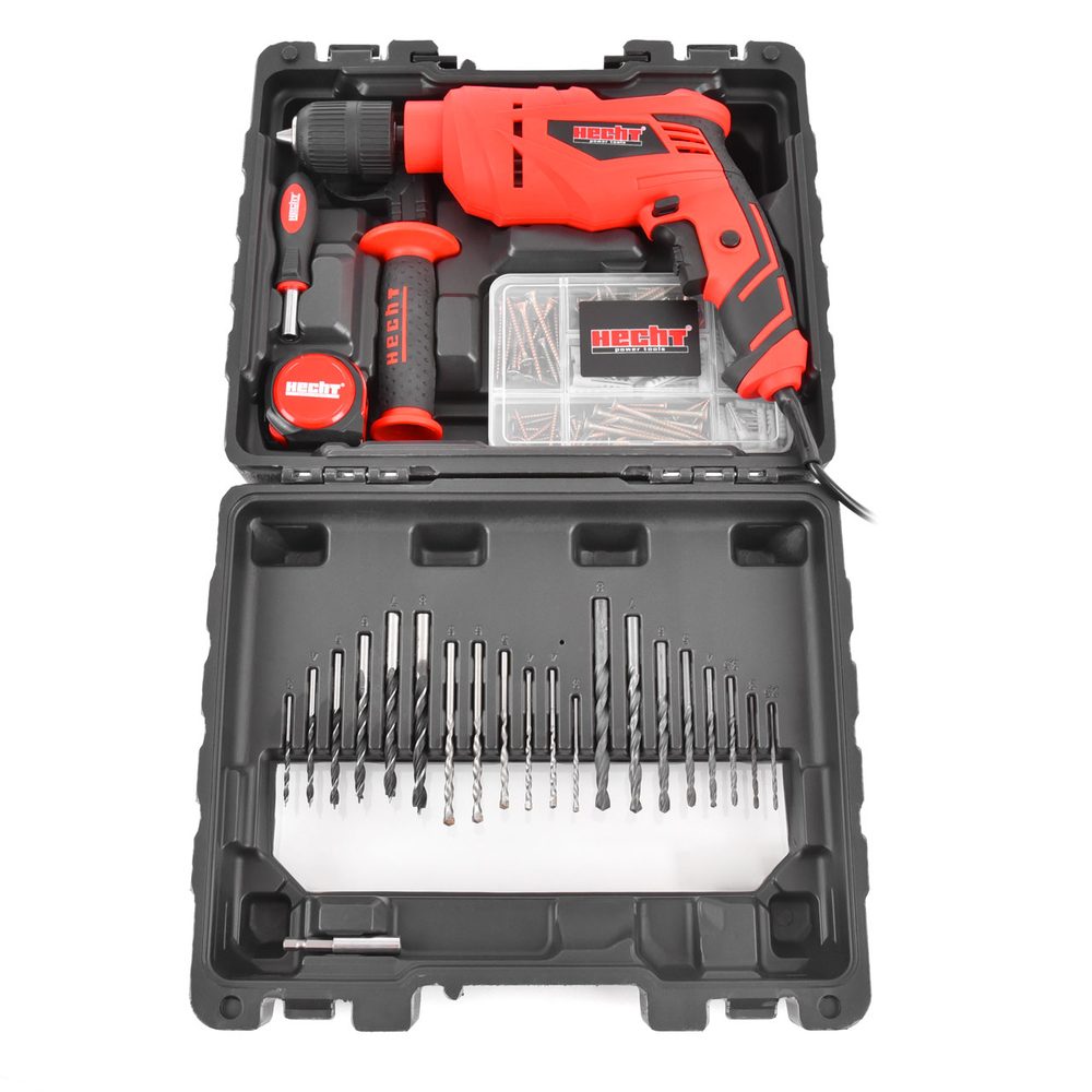 Practical set for drilling and screwdriving - HECHT 107 SET Practical set for drilling and screwdriving. 159 pcs of dowels and screws in a separate organizer. Practical case for storing all drilling accessories.