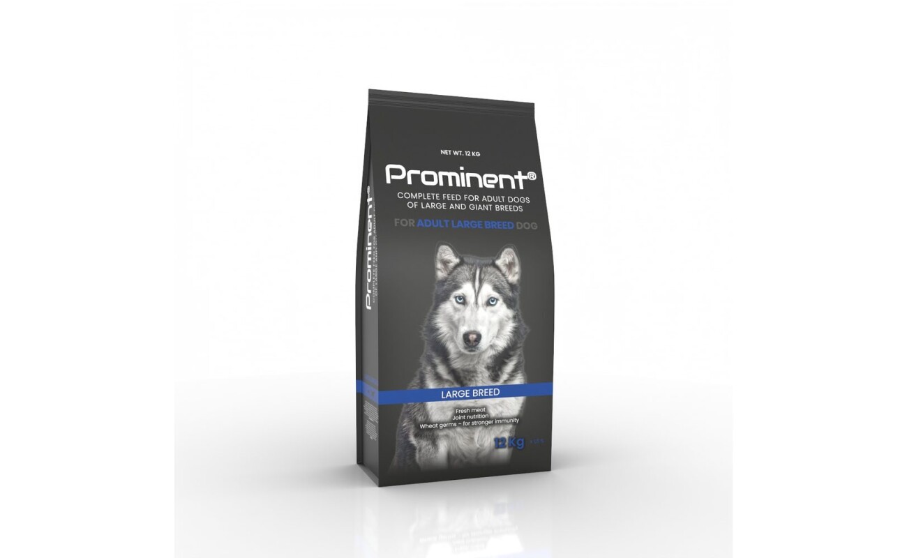 Complete premium food for adult dogs of large breeds. Package weight: 12 kg.