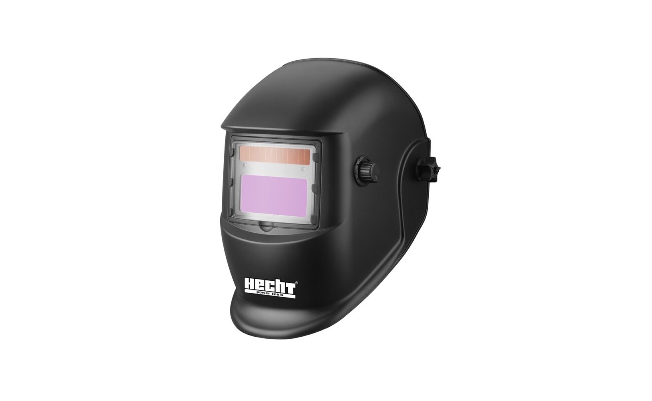High quality protective welding shield. Filter size 110 x 90 mm. Sight size 92 x 42 mm. Permanent protection against UV DIM 16. Adjustable darkness range is DIN 9 - DIN 13. Self-darkening in less than 1/25000 s. Power is provided by an integrated solar panel and two CR2032 lithium batteries.