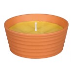 <p>Scented candle in a terracotta planter. Dia. 13 x 6 cm