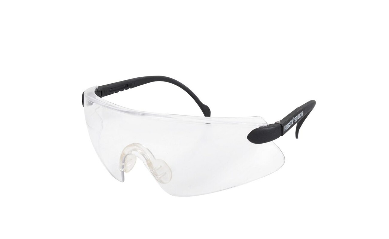 Safety googles with adjustable lenght of temple arms.