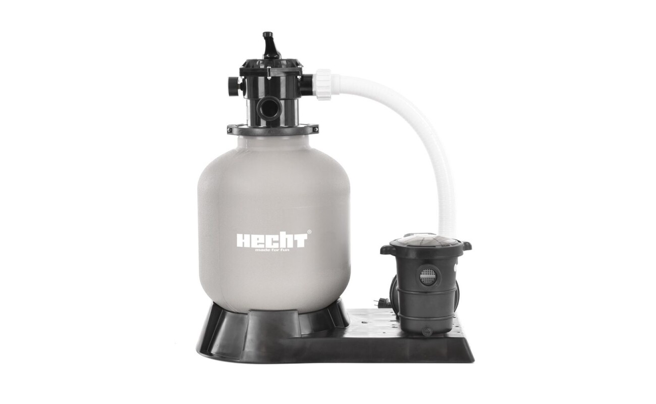16" sand filtration with coarse dirt pre-filter. Flow 7.9 m3 / hour.