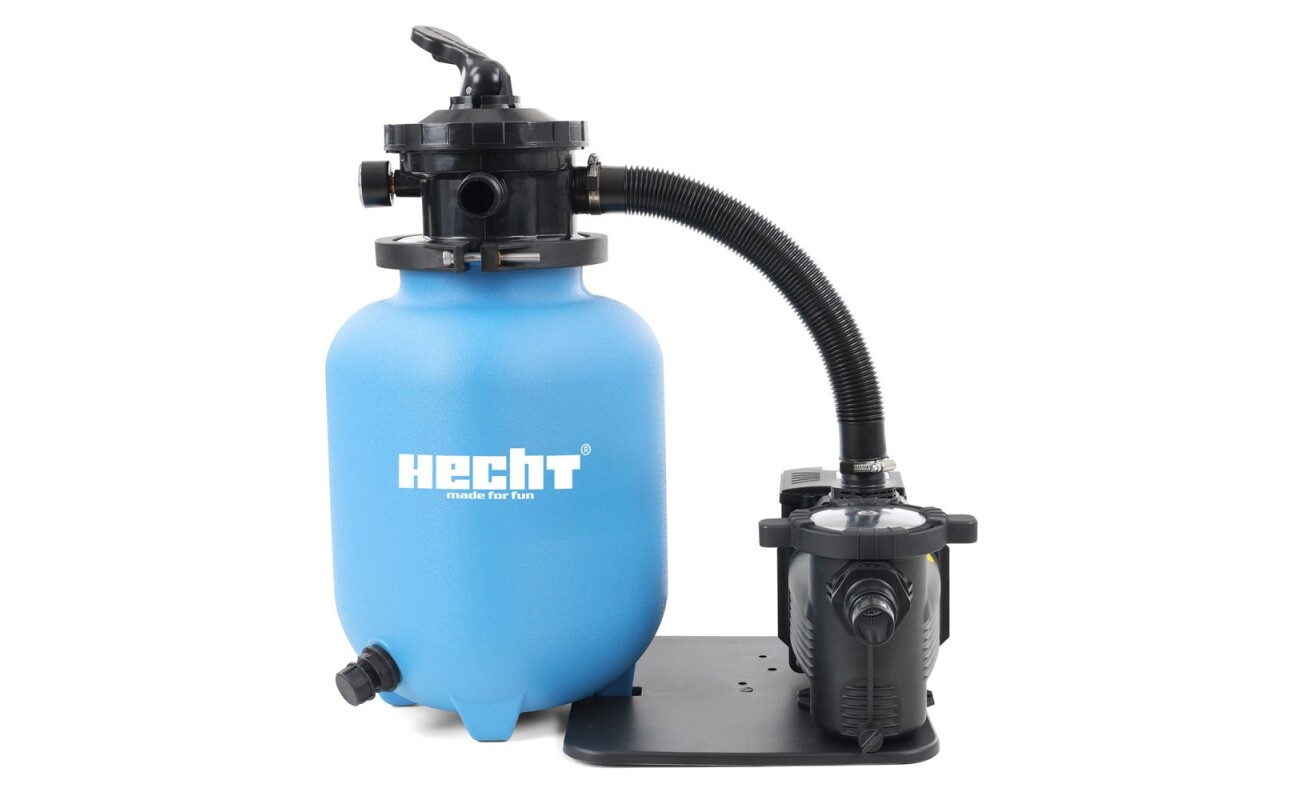 10" sand filtration with coarse dirt pre-filter. Flow rate 6 m3 / hour.